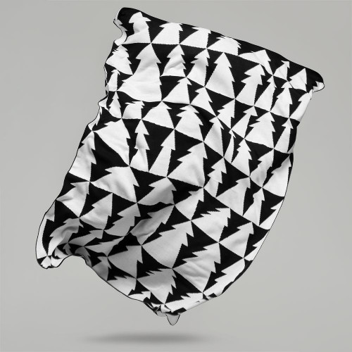 Плед «Танцующий лес», белый с черным