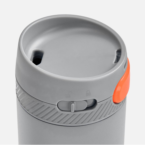 Термостакан X1 с цветной кнопкой, серый с оранжевым