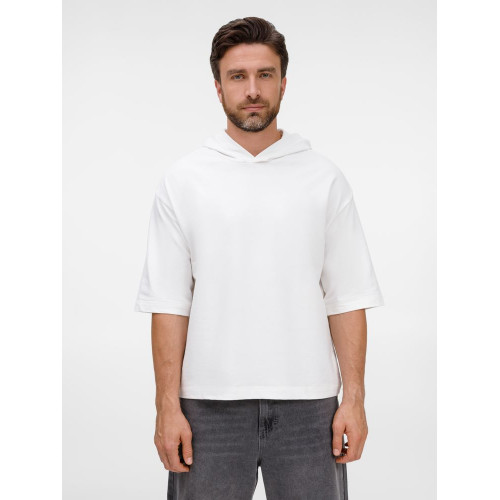 Футболка оверсайз унисекс с капюшоном Neofit, молочно-белая